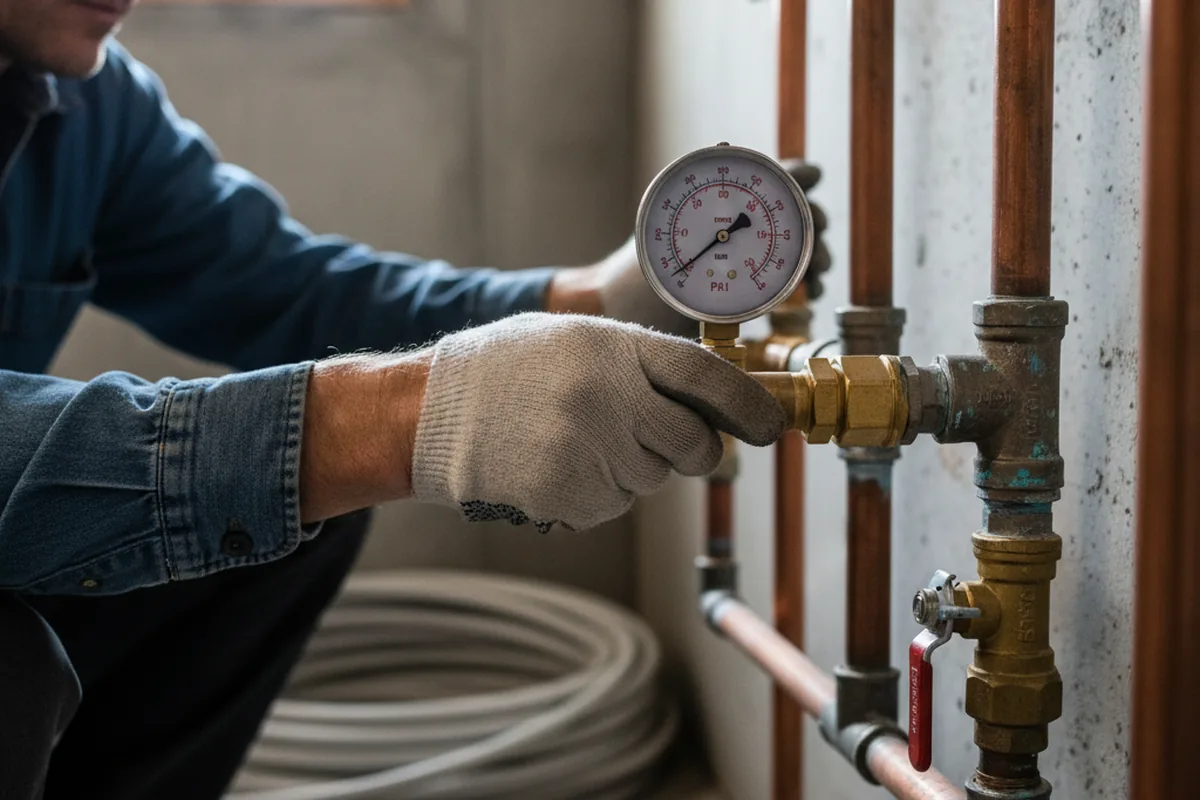 Pressure testing a repaired line during Water Line Repair in Woods Hole